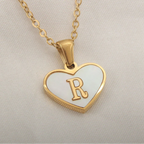 Collier avec pendentif coeur blanc initiale - lettre