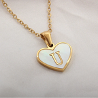 Collier avec pendentif coeur blanc initiale - lettre