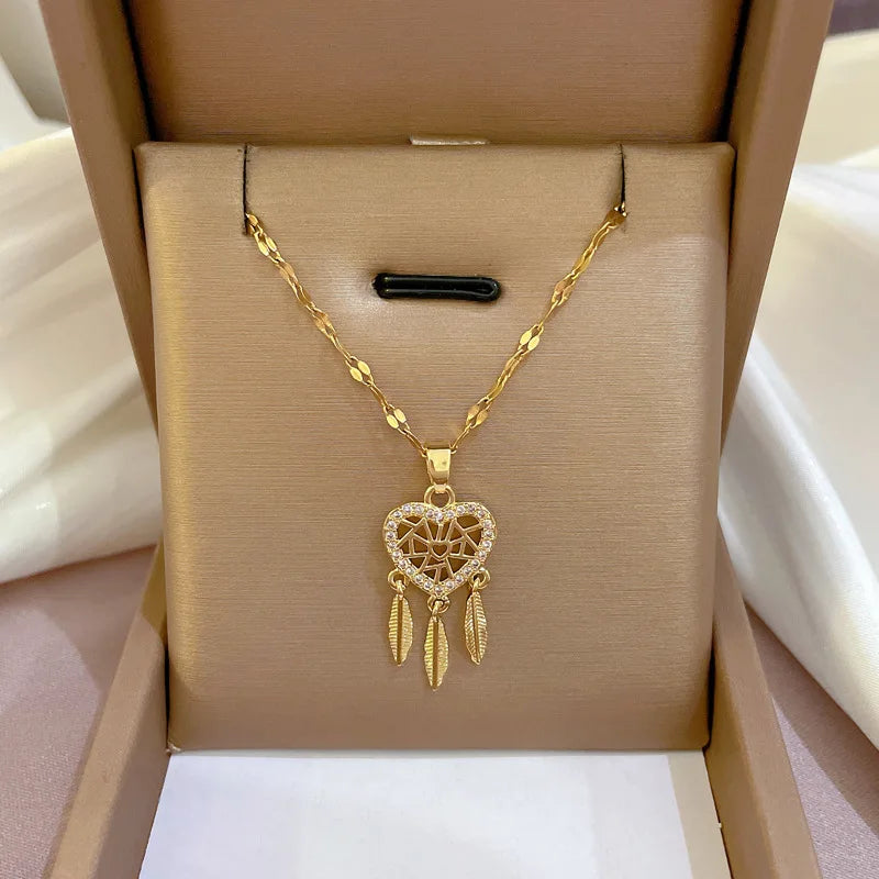 Collar con Colgante de Corazón en Cristal Atrapasueños