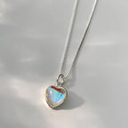 Collar con Colgante Corazón Fertilidad Piedra de Luna cadena lisa