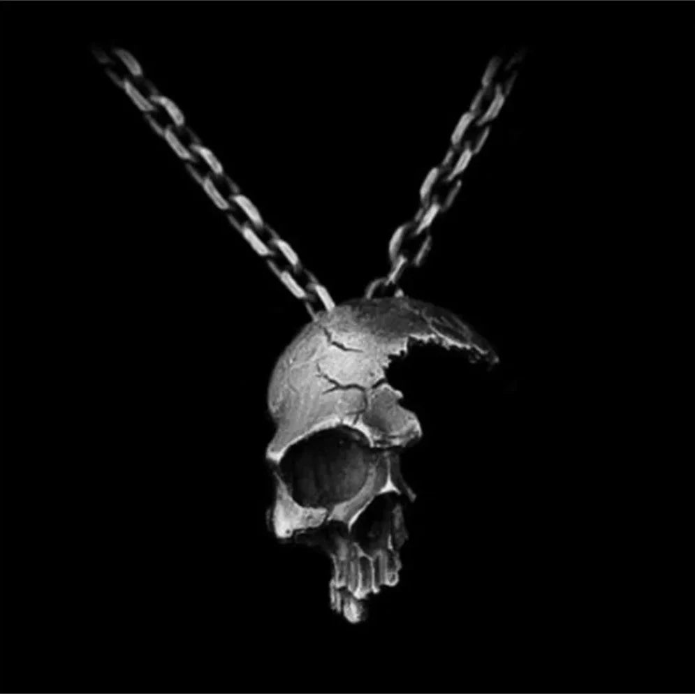 Collar con Colgante de Calavera Cabeza de Muerto plata