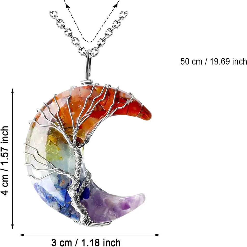 Collar con Colgante de Media Luna 7 Chakras