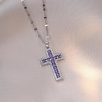 Collar con Colgante Cruz Cristiana en Circonio D