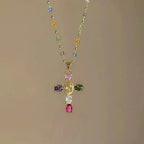 Collar con Colgante de Cruz en Circonita para Mujer