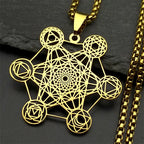 Collar con Colgante Cubo de Metatrón oro