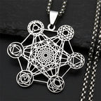 Collar con Colgante Cubo de Metatrón plata