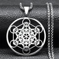 Collar con Colgante Cubo de Metatrón plata