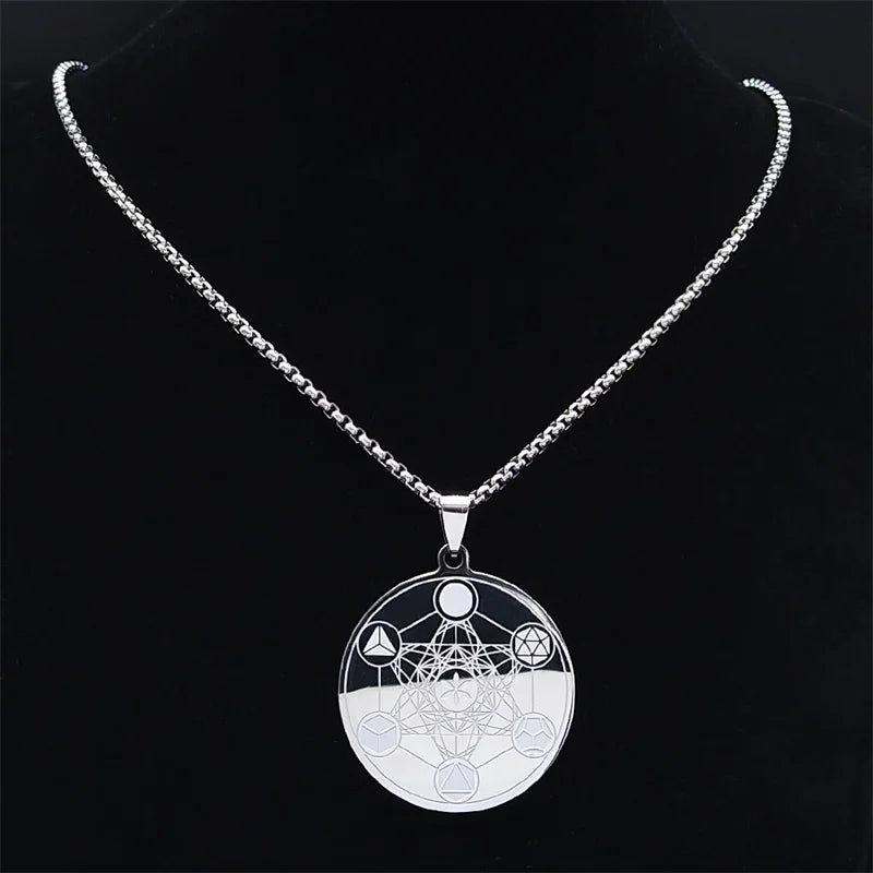 Collar con Colgante Cubo de Metatrón para Hombre o Mujer plata