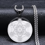 Collar con Colgante Cubo de Metatrón para Hombre o Mujer plata