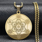 Collar con Colgante Cubo de Metatrón para Hombre o Mujer oro