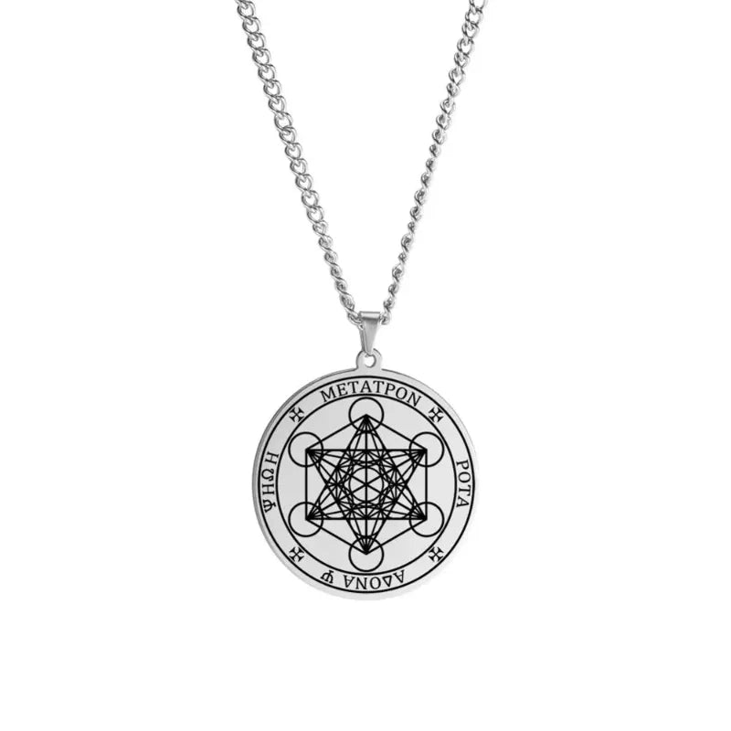 Collar con Colgante Cubo Metatrón plata