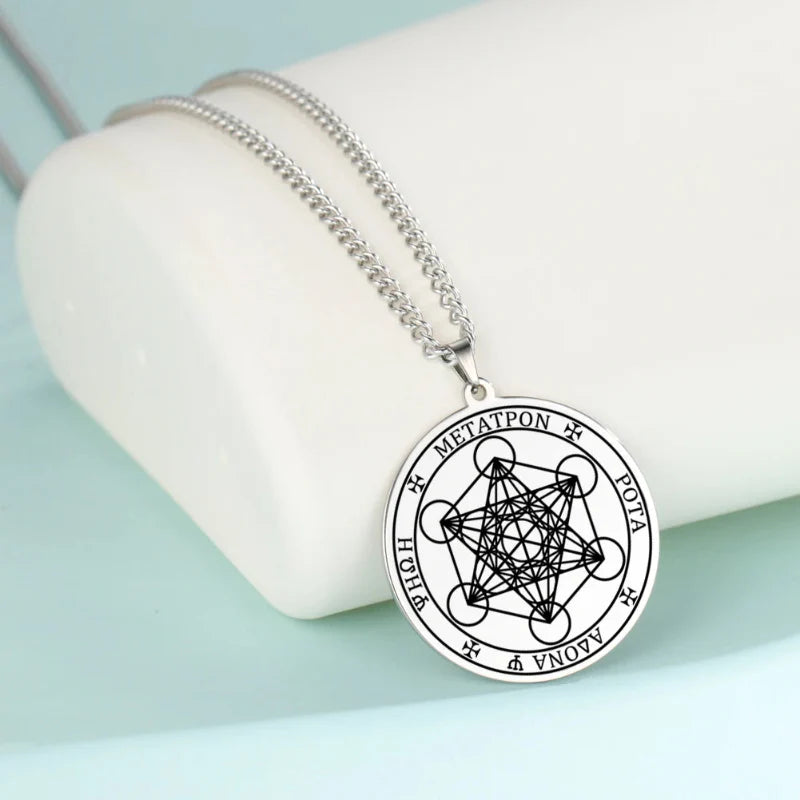Collar con Colgante Cubo Metatrón plata