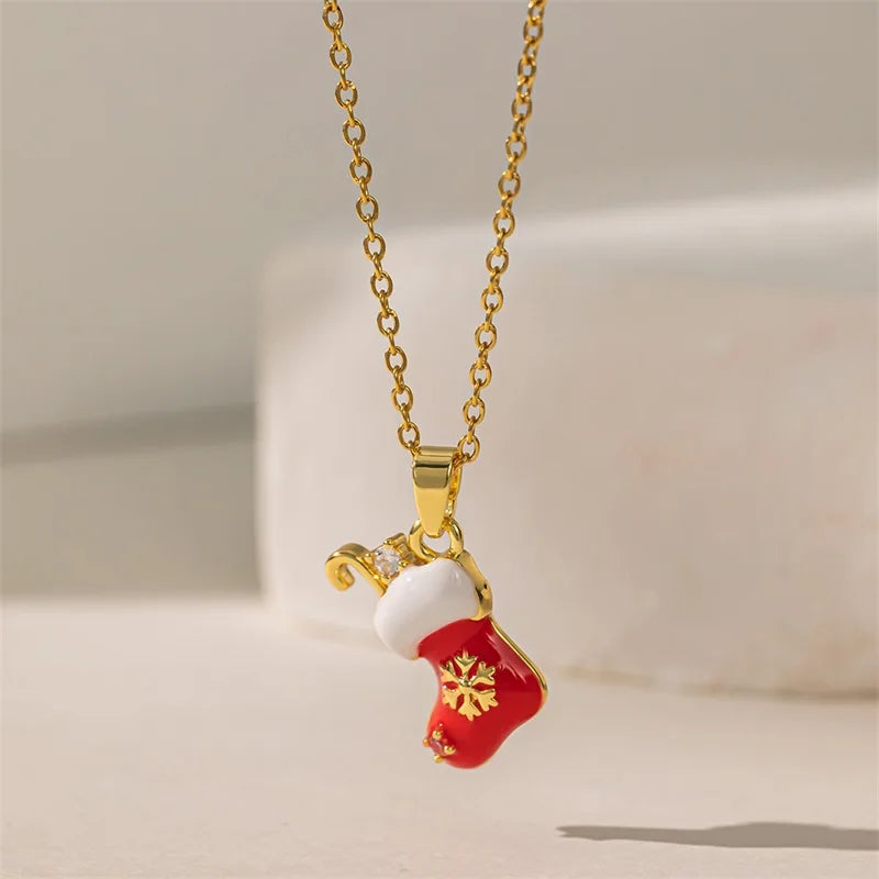 Collar con Colgante de Navidad bota