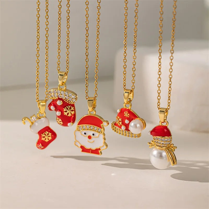 Collar con Colgante de Navidad muñeco de nieve