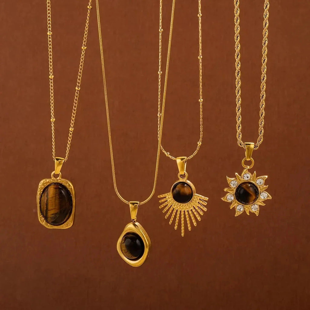 Collar con Colgante de Protección Ojo de Tigre para Mujer D