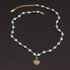 Collar de Perlas con Colgante Ojo Azul Estilo 1