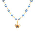 Collar de Perlas con Colgante Ojo Azul Estilo 1