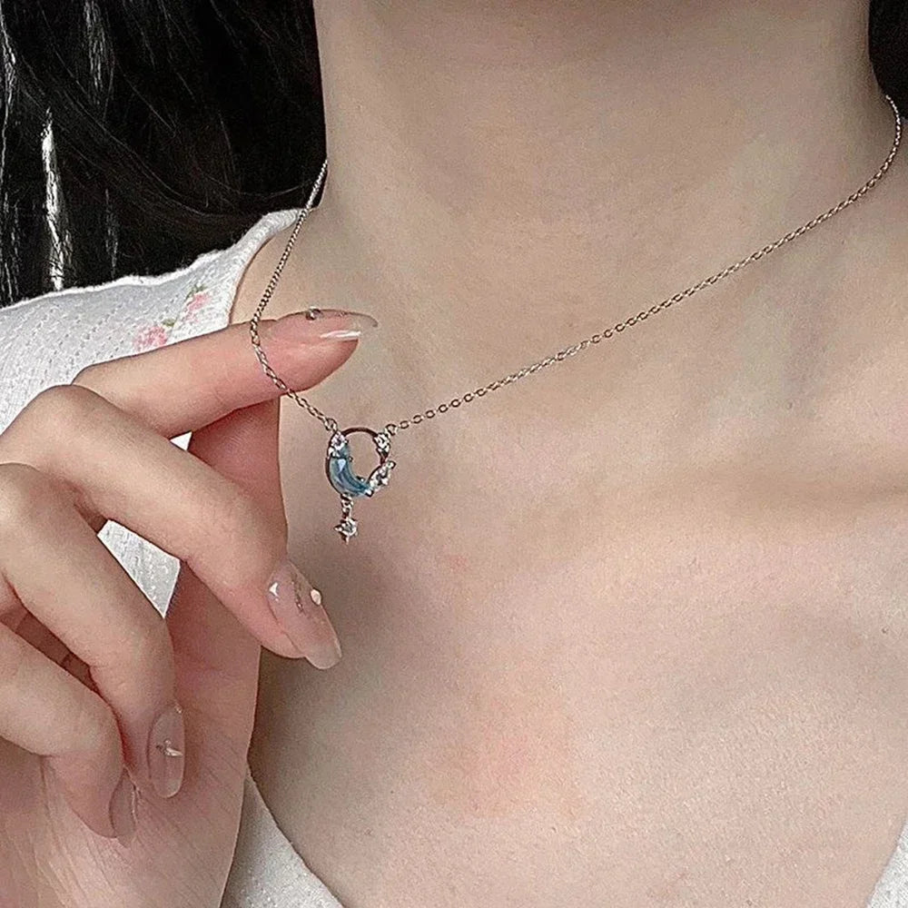Collar con Colgante de Piedra de Luna y Estrellas 2