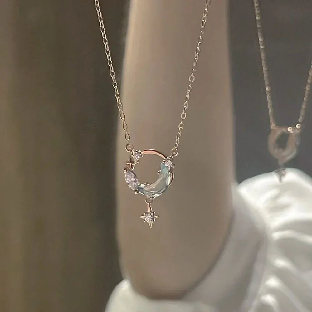 Collar con Colgante de Piedra de Luna y Estrellas 2