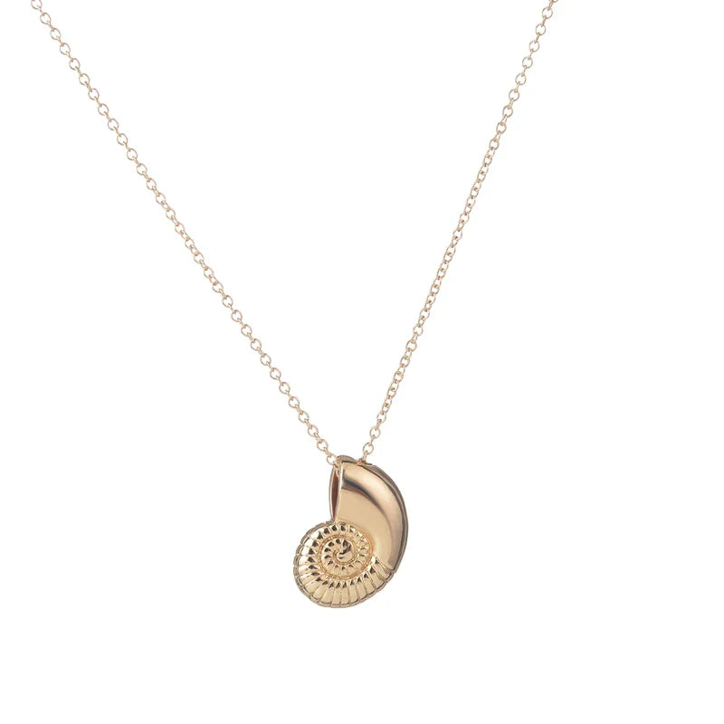 Collar con Colgante de Concha Caracol para Hombre oro