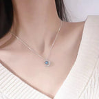 Collar con Colgante de Estrella en Piedra de Luna y Circonio para Mujer plata