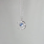 Collar con Colgante de Estrella en Piedra de Luna y Circonio para Mujer plata