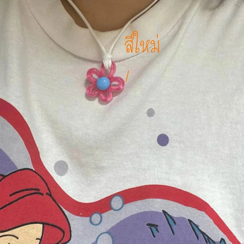 Collar con Colgante de Flor Colorida rosa
