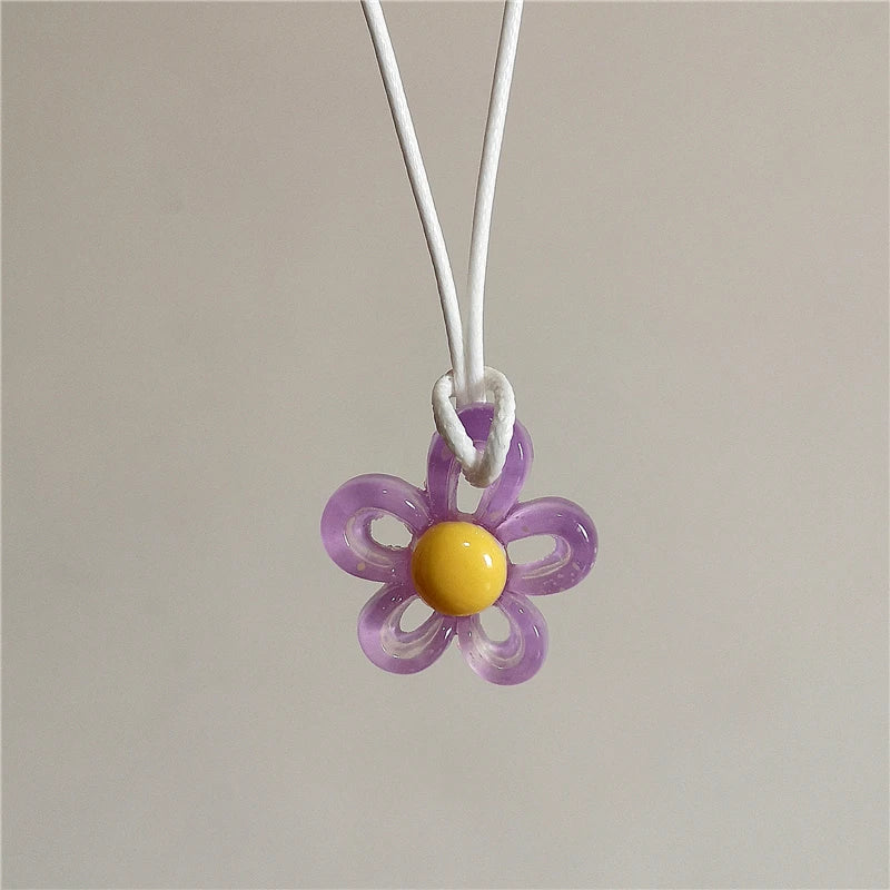 Collar con Colgante de Flor Colorida violeta