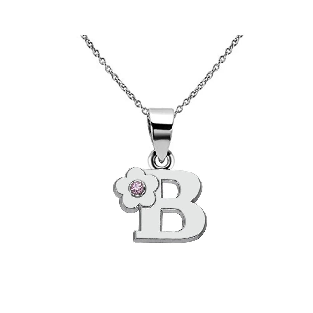 Collier avec pendentif fleur et initiale - lettre