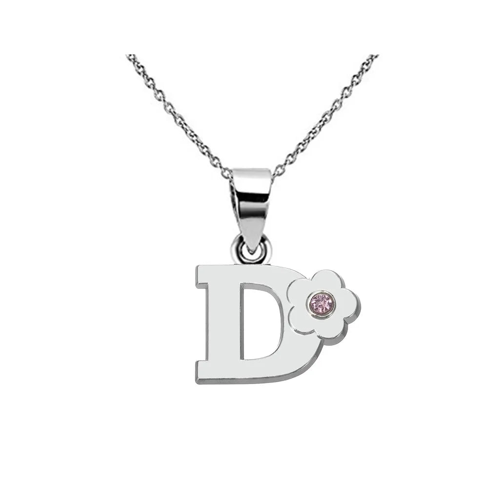 Collier avec pendentif fleur et initiale - lettre