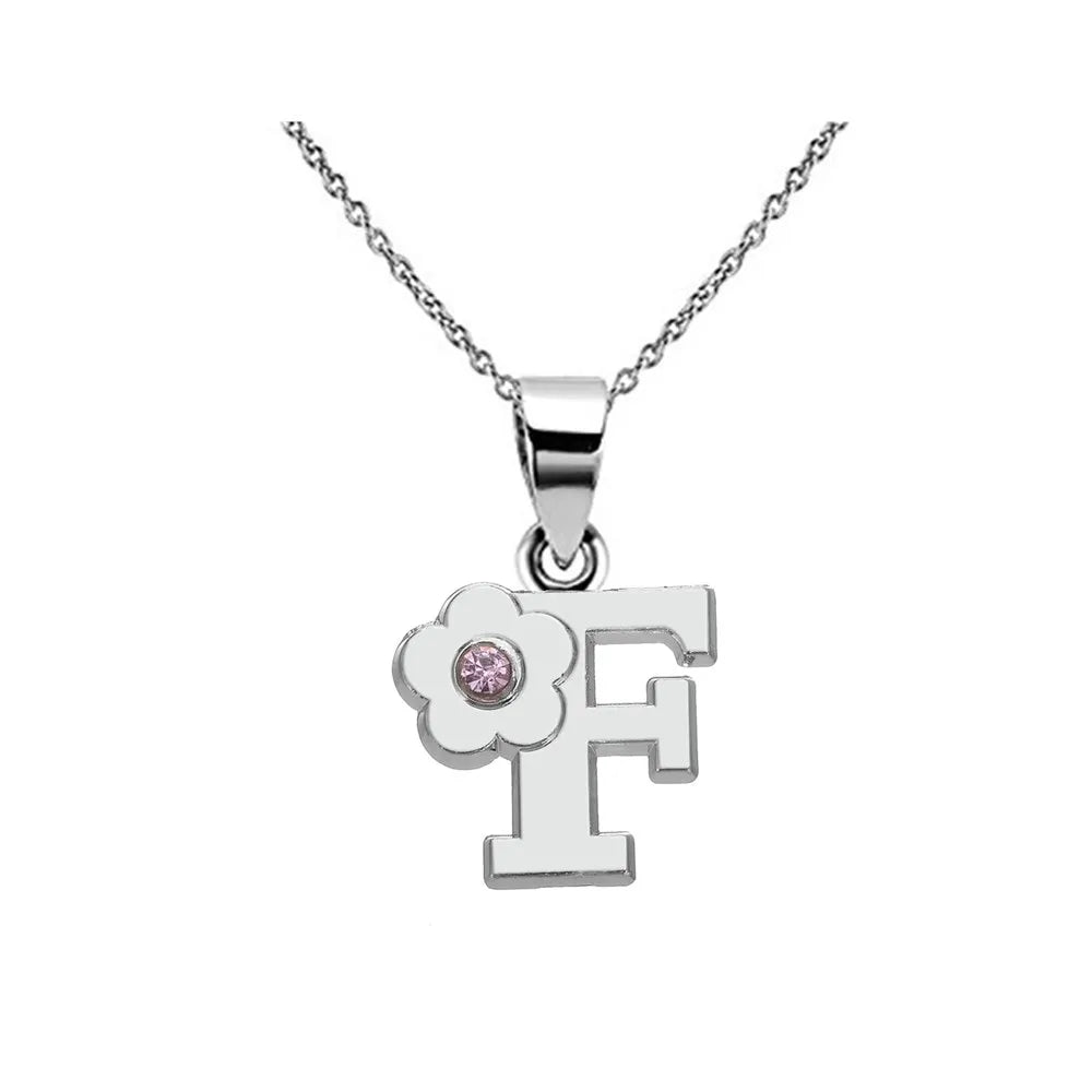 Collier avec pendentif fleur et initiale - lettre