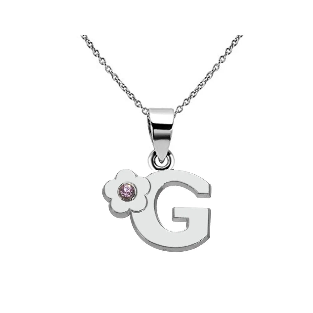 Collier avec pendentif fleur et initiale - lettre