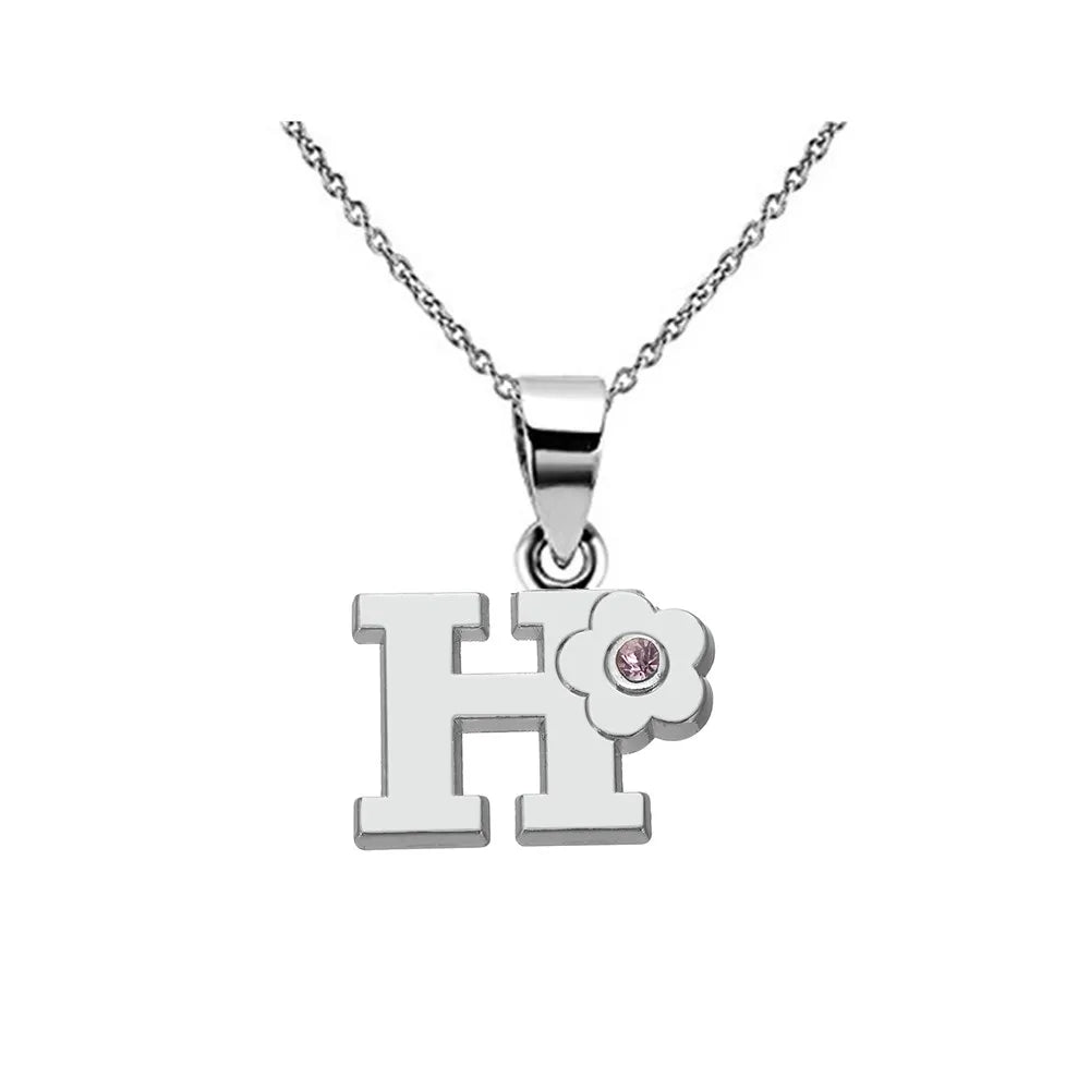 Collier avec pendentif fleur et initiale - lettre