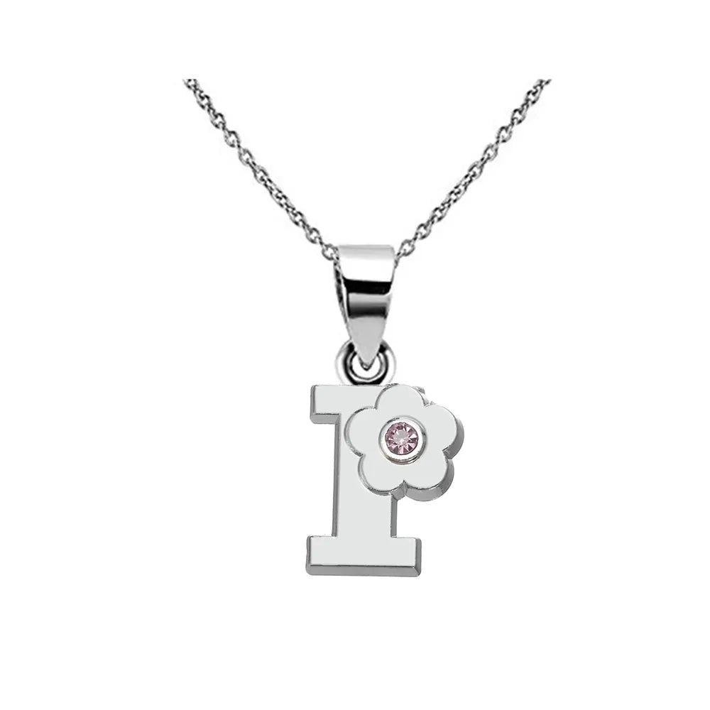 Collier avec pendentif fleur et initiale - lettre