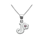 Collier avec pendentif fleur et initiale - lettre