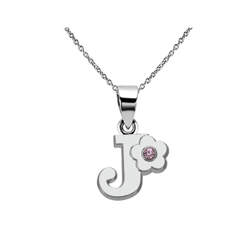 Collier avec pendentif fleur et initiale - lettre