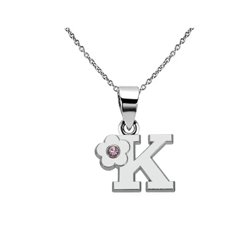 Collier avec pendentif fleur et initiale - lettre
