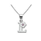 Collier avec pendentif fleur et initiale - lettre