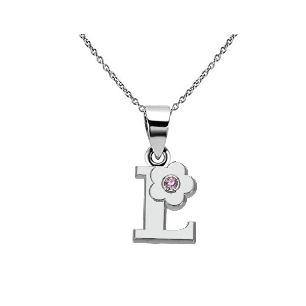 Collier avec pendentif fleur et initiale - lettre