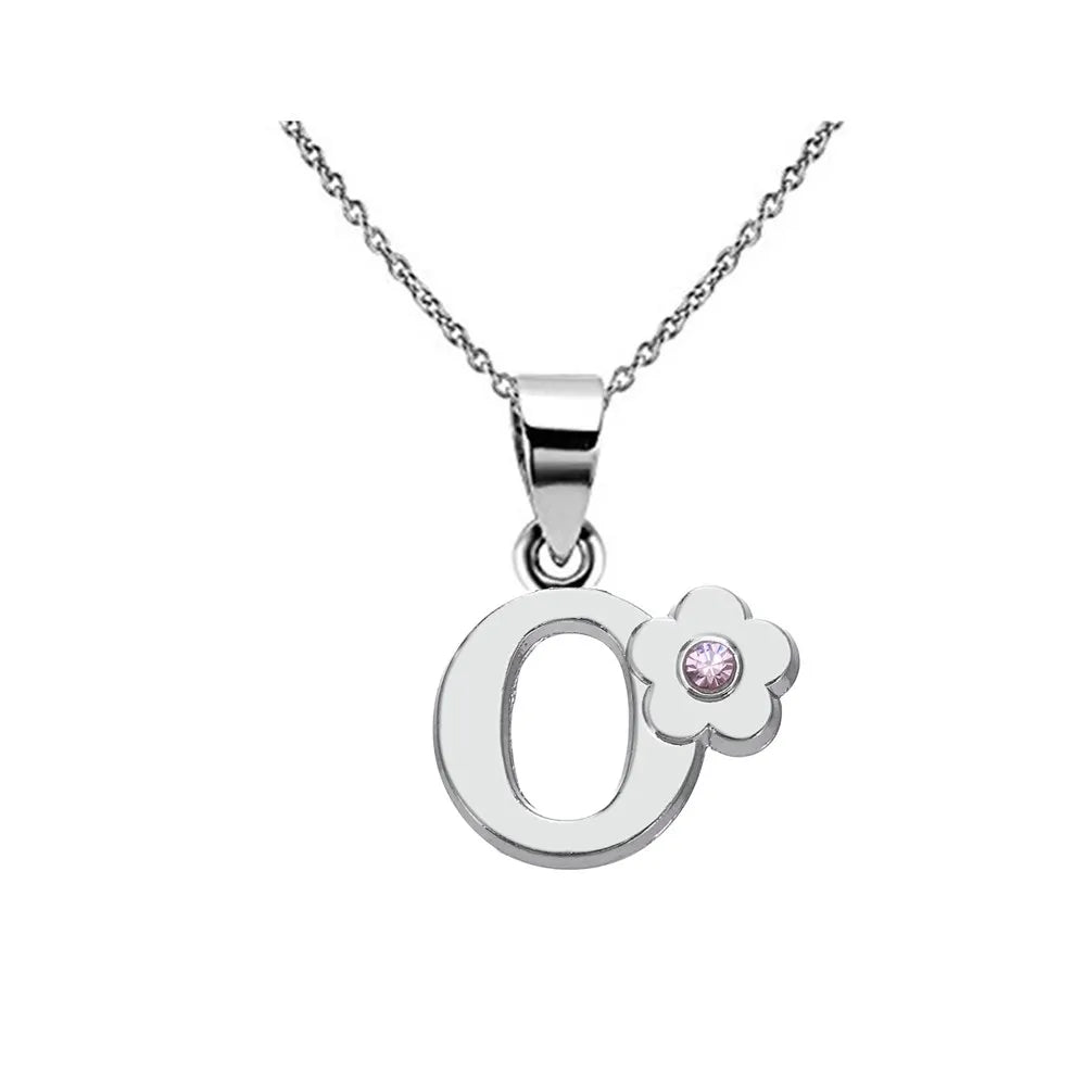 Collier avec pendentif fleur et initiale - lettre