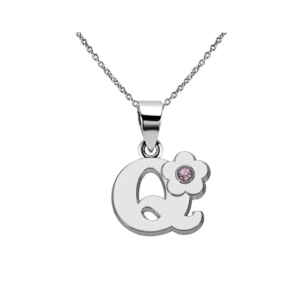 Collier avec pendentif fleur et initiale - lettre