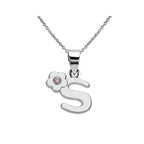 Collier avec pendentif fleur et initiale - lettre