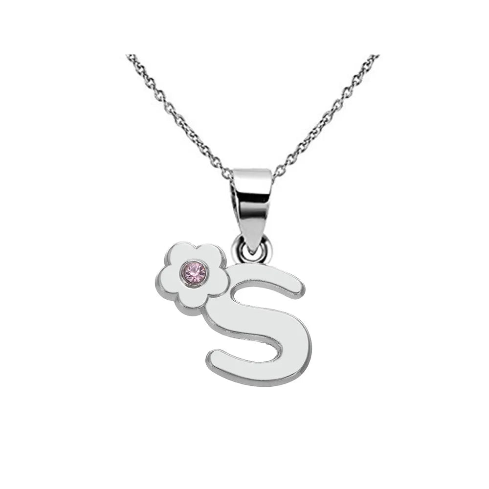 Collier avec pendentif fleur et initiale - lettre