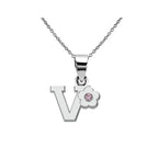 Collier avec pendentif fleur et initiale - lettre