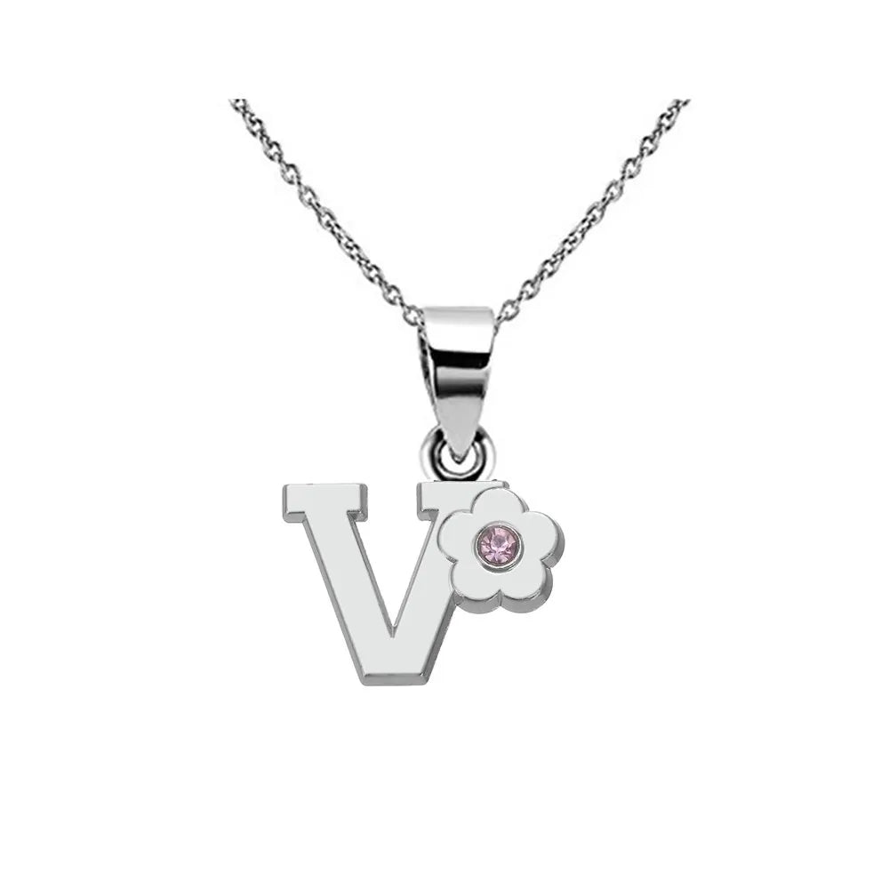 Collier avec pendentif fleur et initiale - lettre