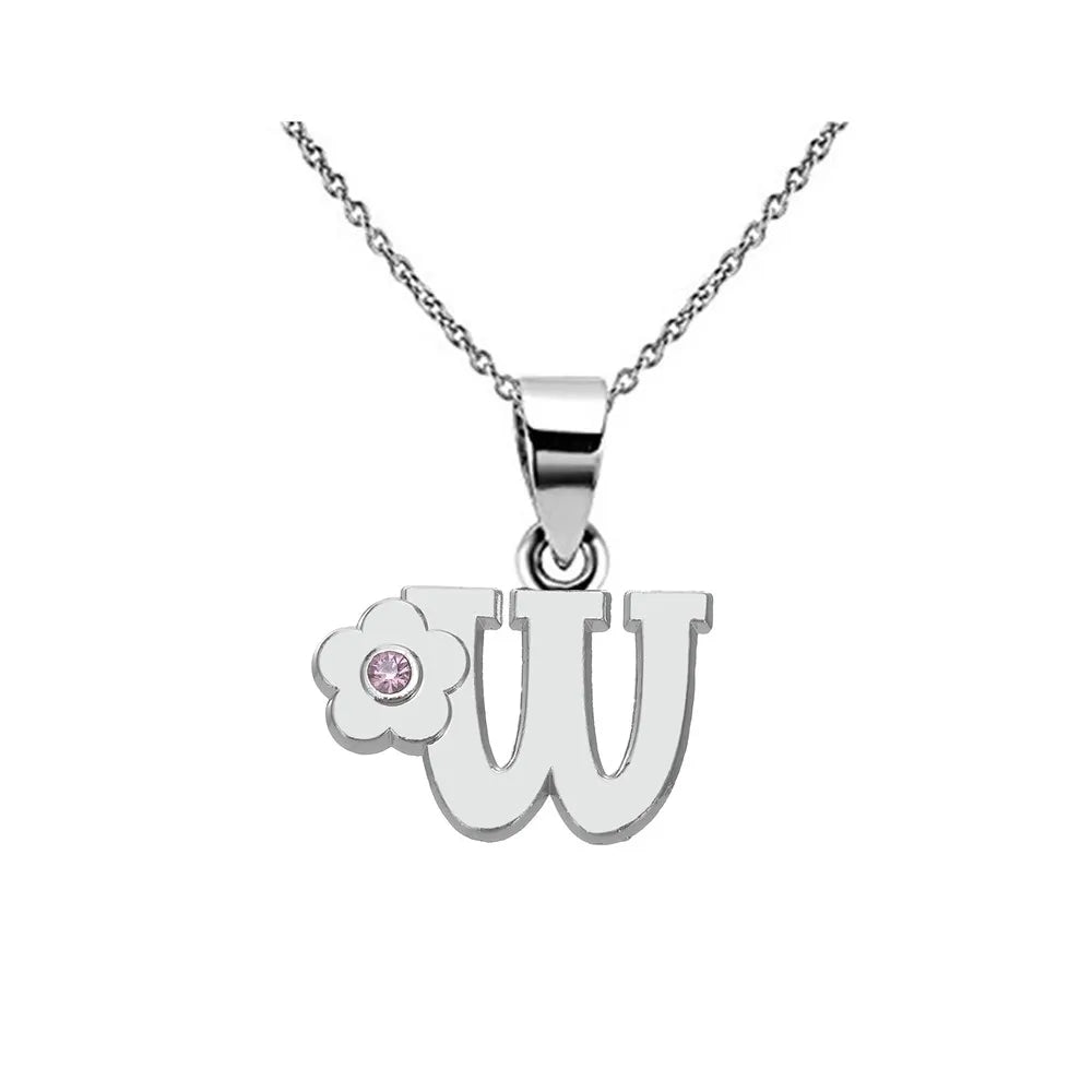 Collier avec pendentif fleur et initiale - lettre