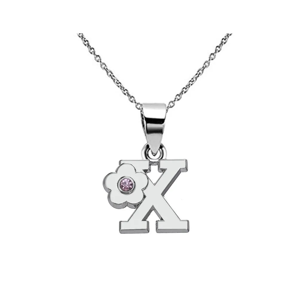 Collier avec pendentif fleur et initiale - lettre
