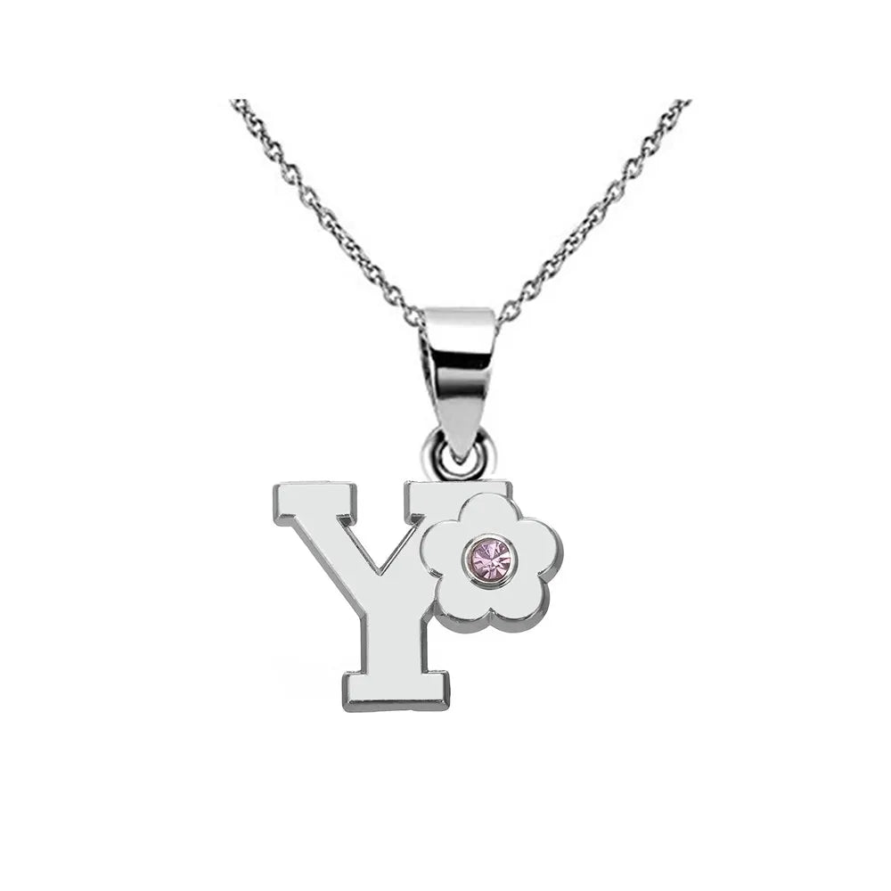 Collier avec pendentif fleur et initiale - lettre