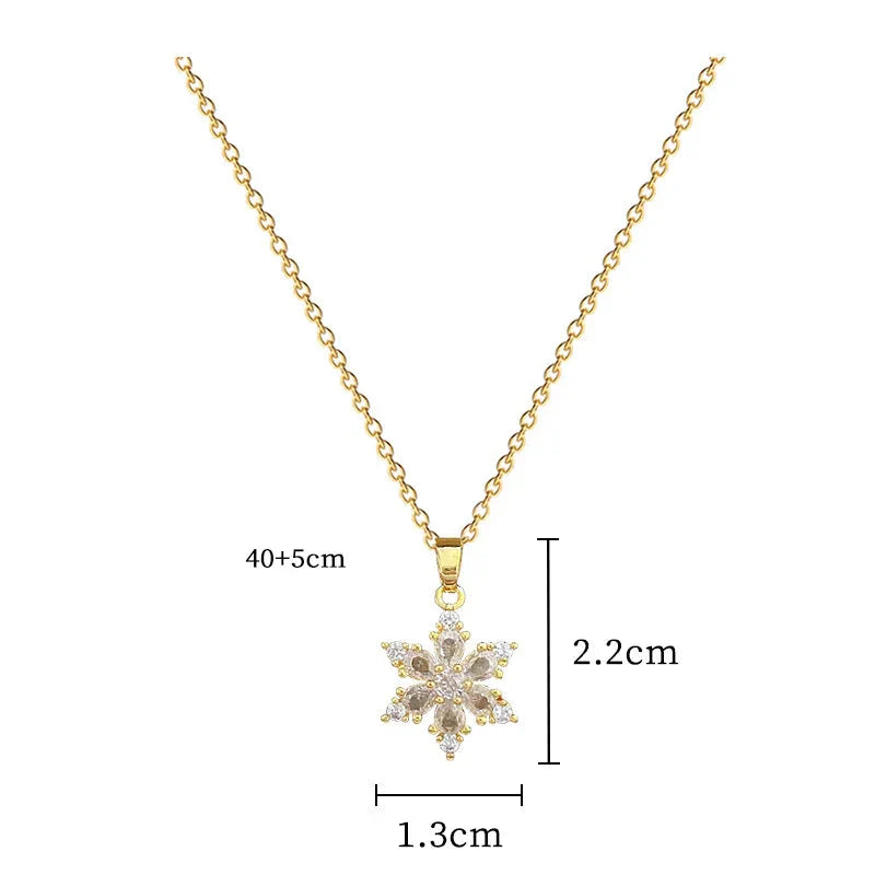 Collar con Colgante de Copo de Nieve de Cristal