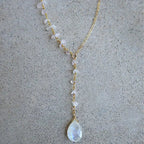 Collar con Colgante de Gota de Agua en Cristal Piedra de Luna